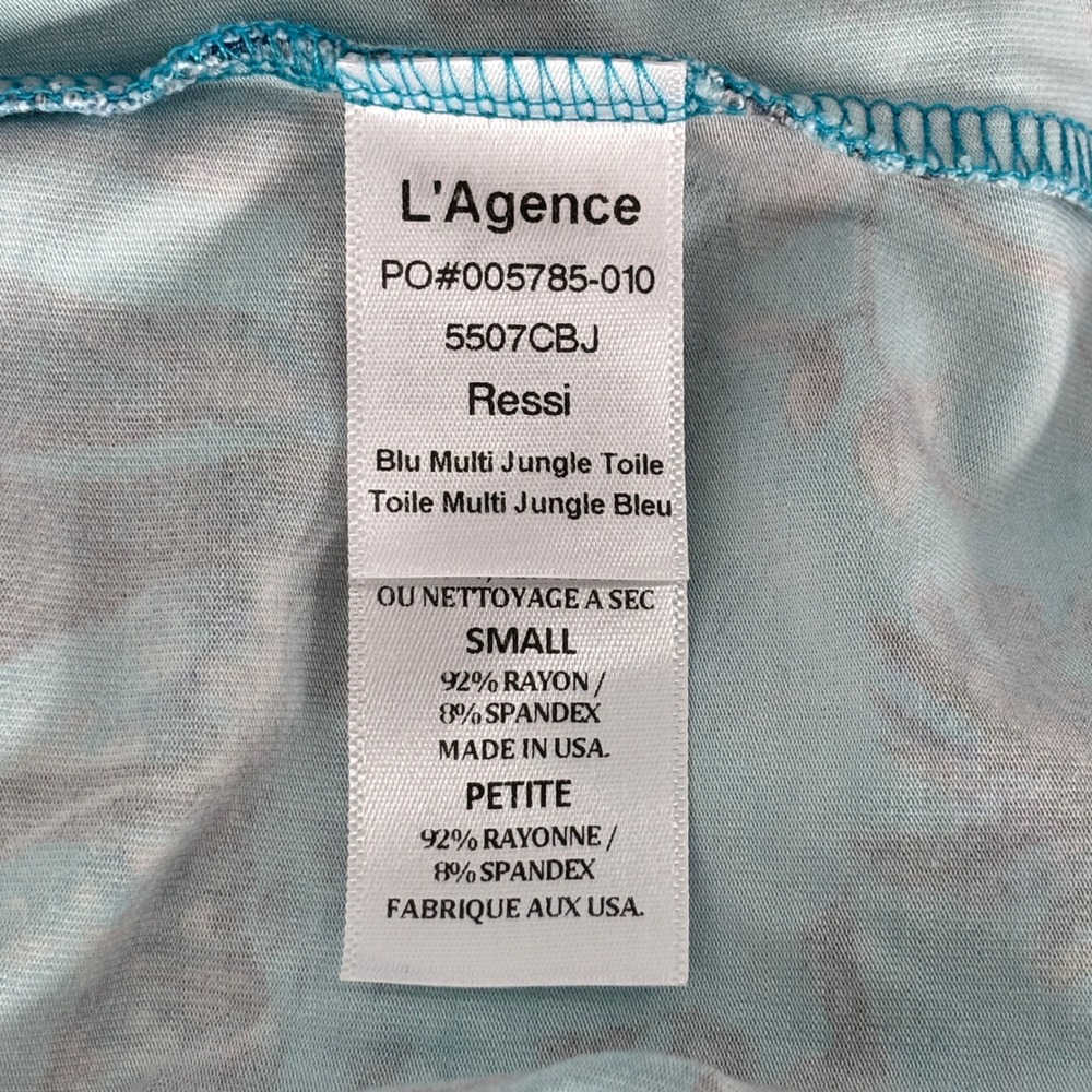 L'Agence Ressi Jungle Toile Fitted Tee Blue Multi Women Size Small Crew Neck - Picture 7 of 8